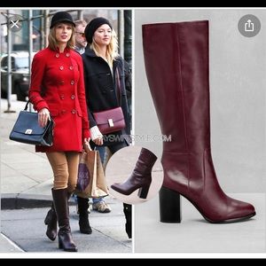 & Other Stories burgundy knee high boots